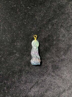 .925 Natural Rainbow Fluorite Guanyin Compassion Mercy Pendant